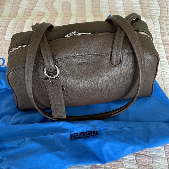 BAGGU Brown Recycled Leather Bowler Bag - Picture 13 of 13